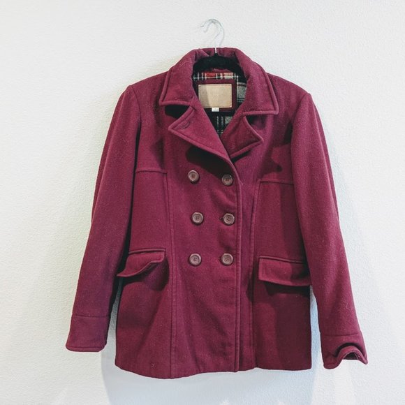 Liz Claiborne Maroon Pea Coat - Picture 1 of 5